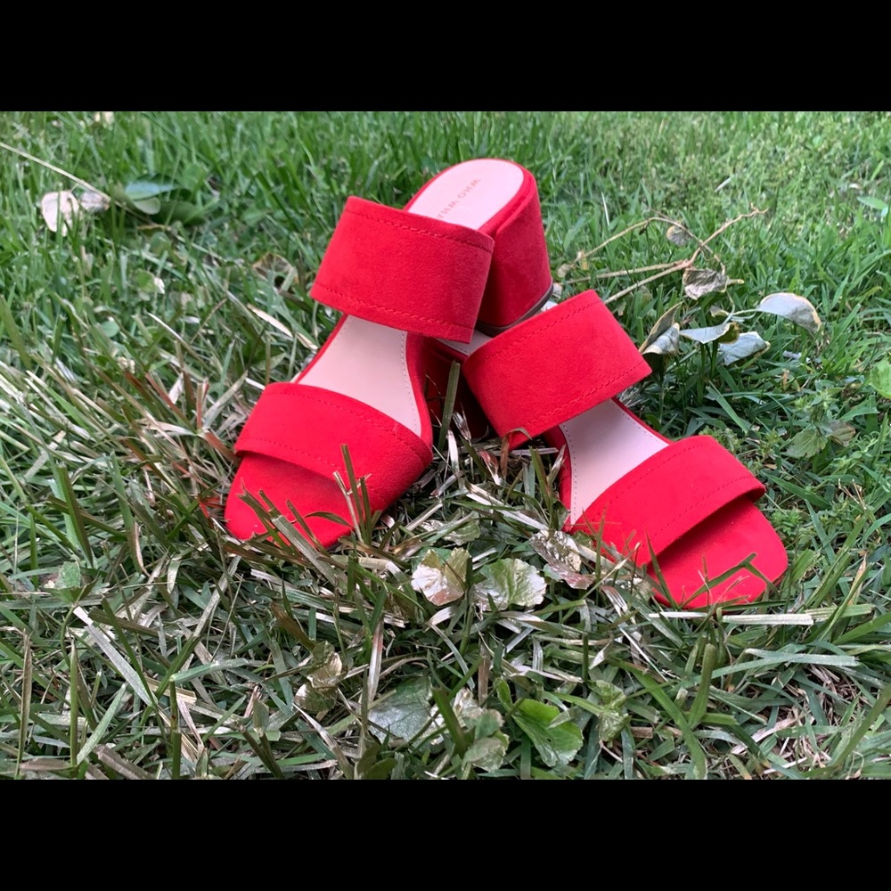 Red block heels